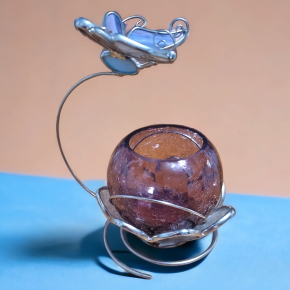 Stained Glass Butterfly Candle Holder - Picture 3 of 9